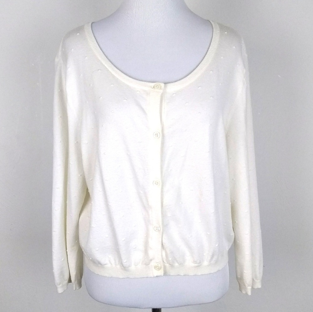 Elle Button Up Dotted Sweater Cardigan | sz XL